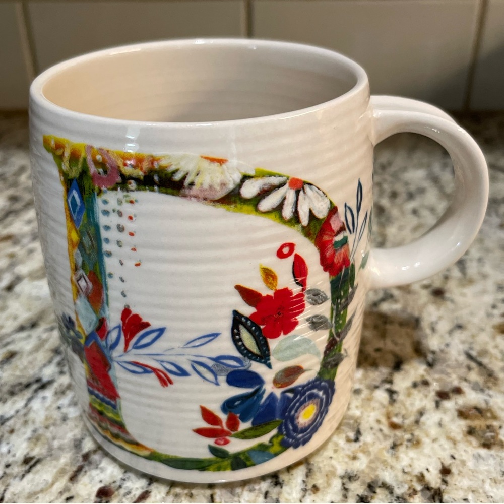 Anthropologie Petal Palette Monogram Mug Starla Halfmann D Floral